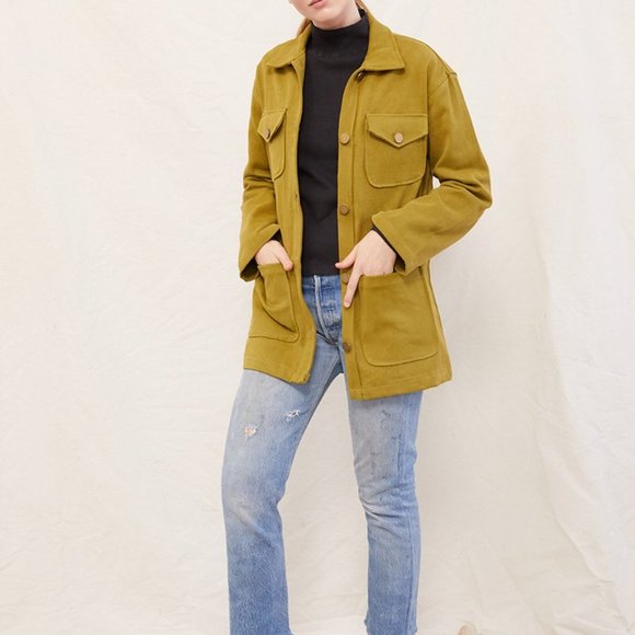 Vibrant olive green military jacket, size x-small, Backbeat Clothing Co. - Picture 3 of 5